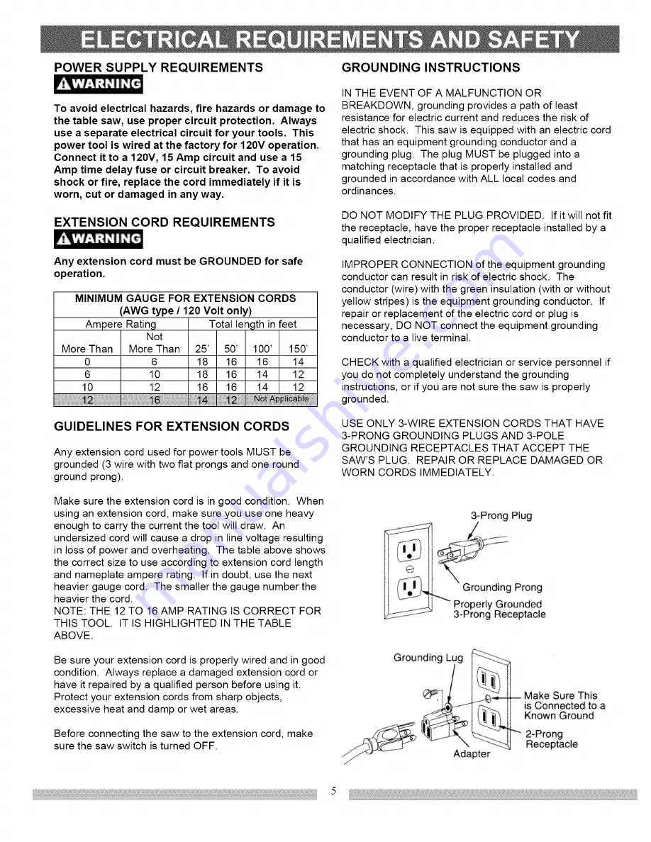 Craftsman 137.218240 Operator'S Manual Download Page 5