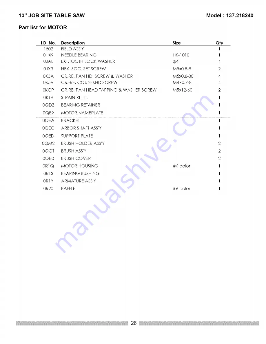 Craftsman 137.218240 Operator'S Manual Download Page 26