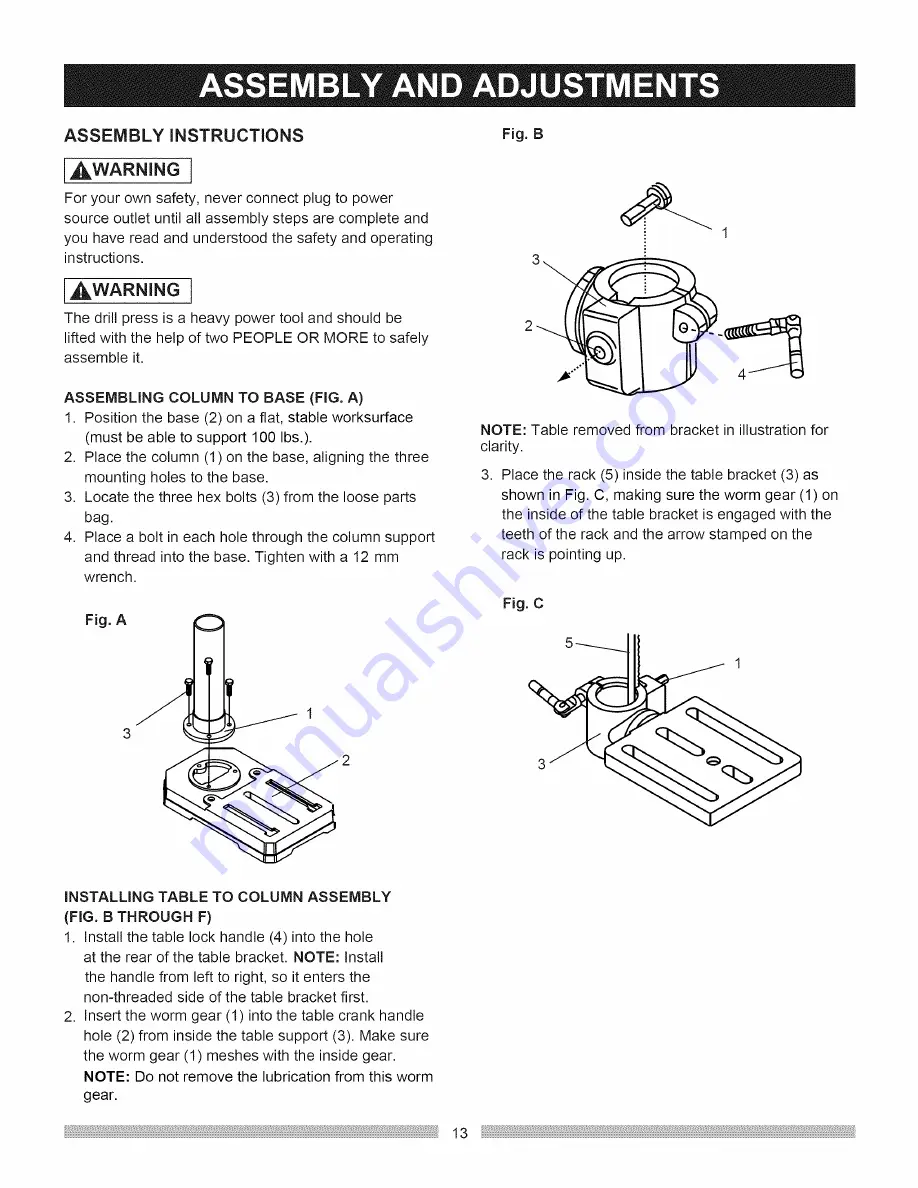 Craftsman 137.219001 Operator'S Manual Download Page 13