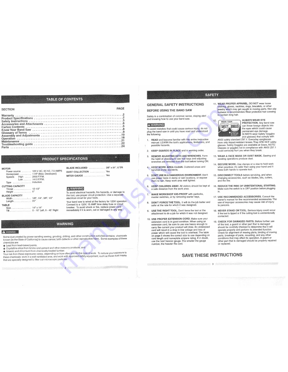 Craftsman 137.224120 Owner'S Manual Download Page 2