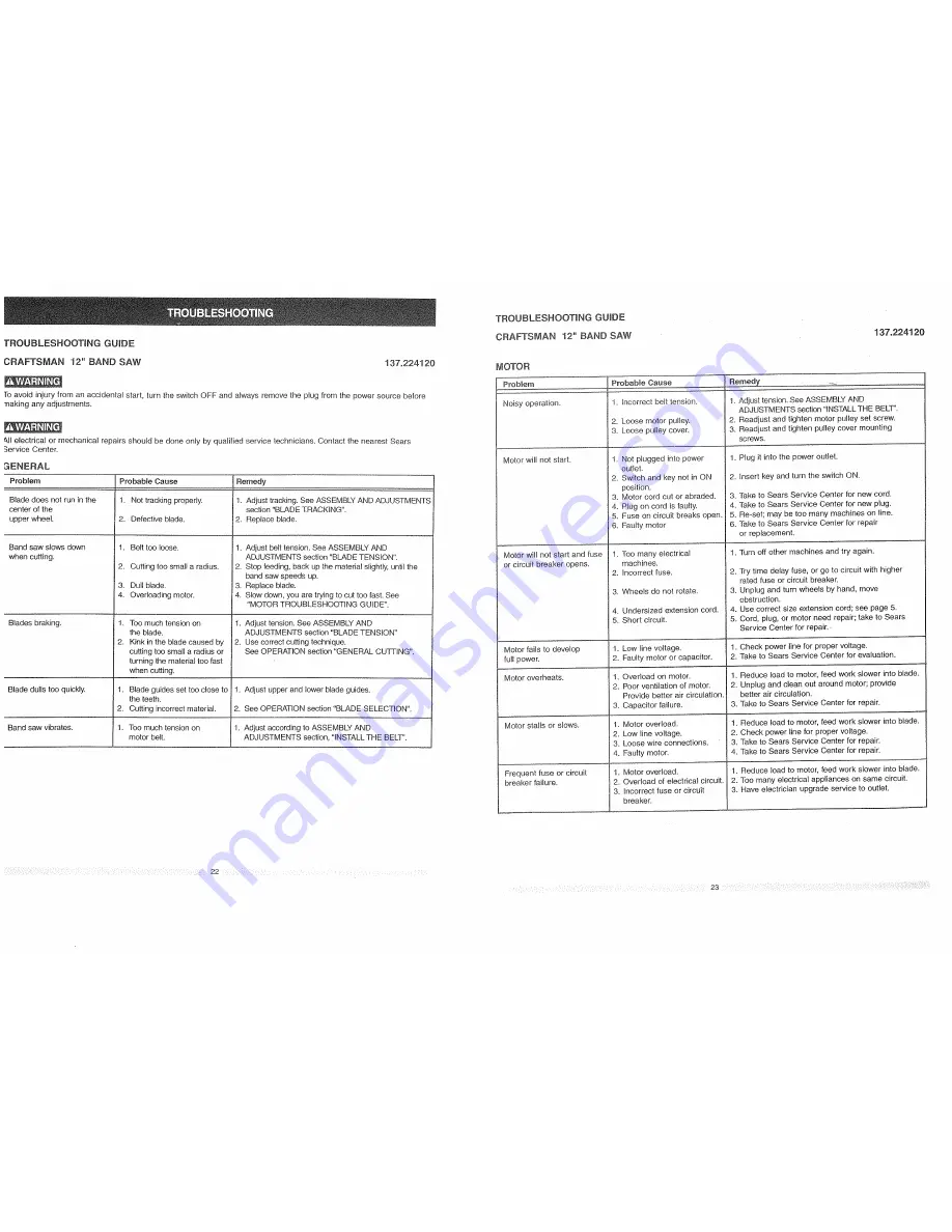 Craftsman 137.224120 Owner'S Manual Download Page 12