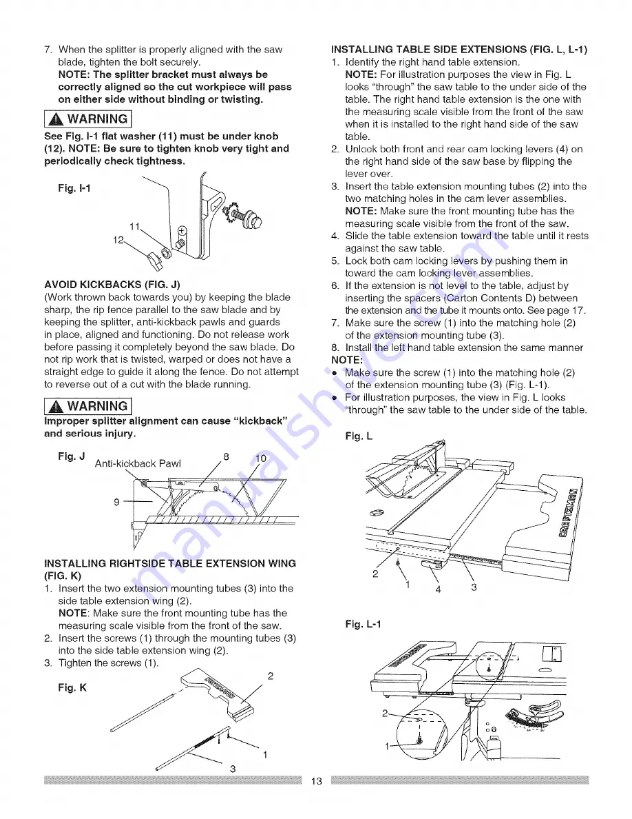 Craftsman 137.24885 Operator'S Manual Download Page 13