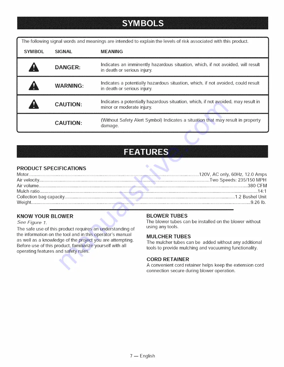 Craftsman 138.74899 Operator'S Manual Download Page 7