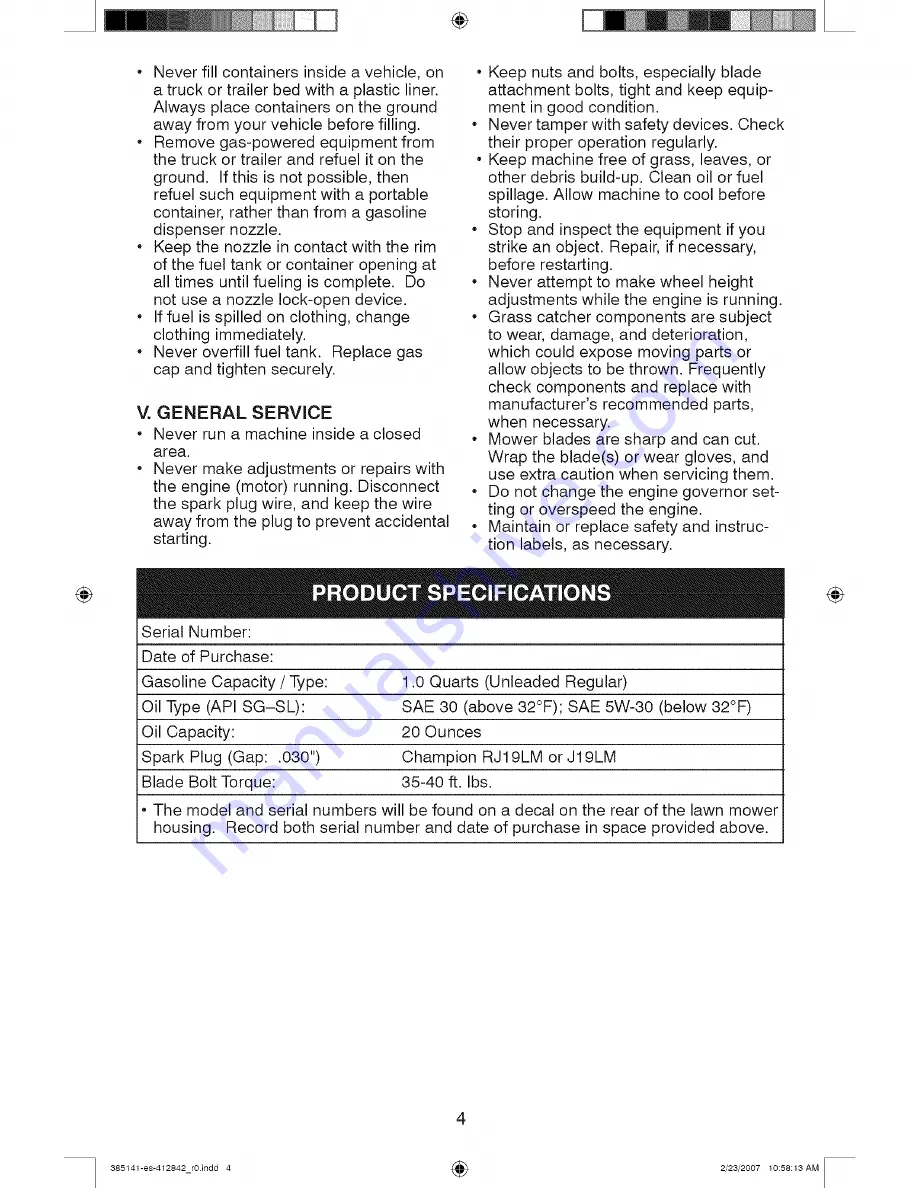 Craftsman 141 Owner'S Manual Download Page 4