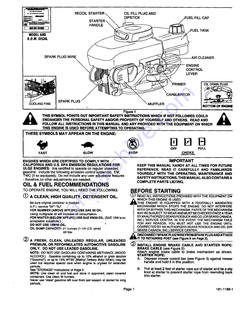 Craftsman 143.994016 Operator'S Manual Download Page 2