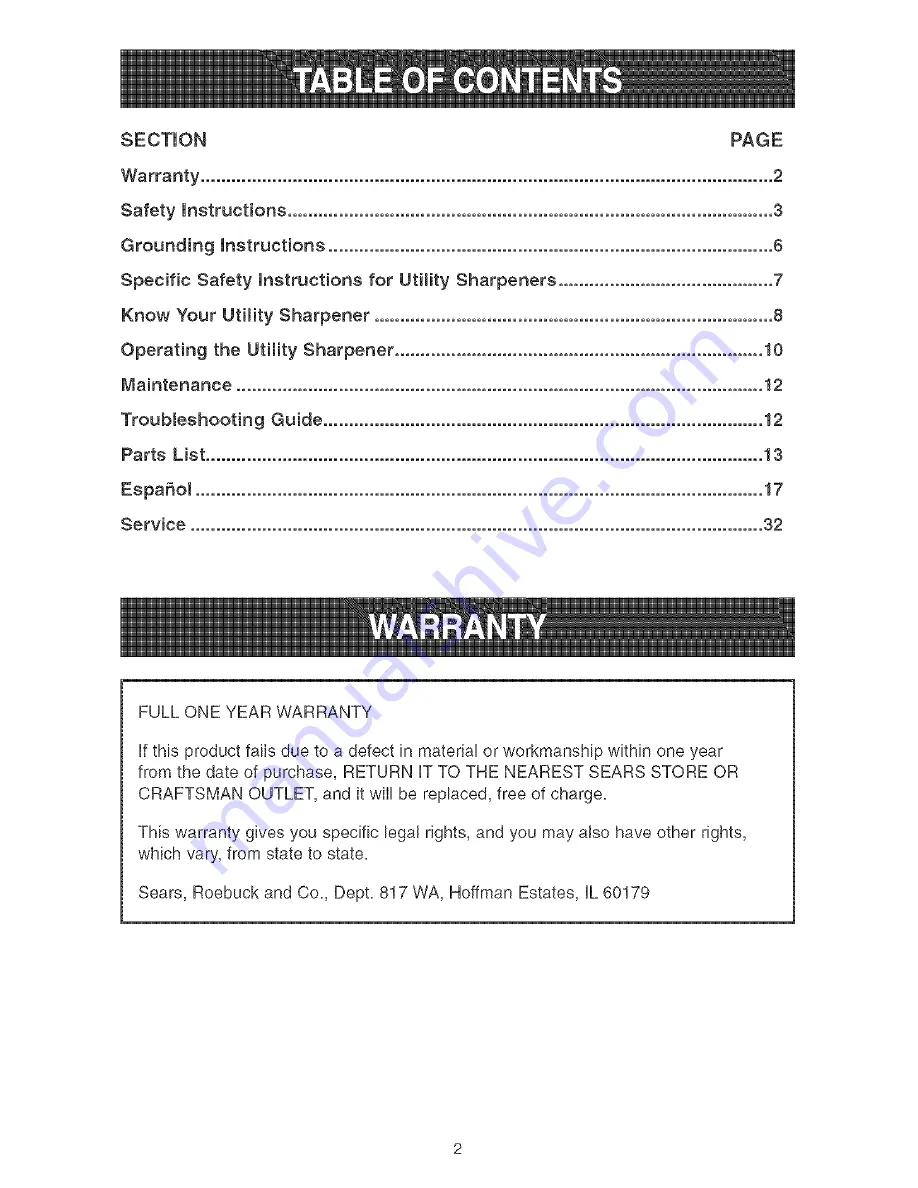 Craftsman 152.211740 Owner'S Manual Download Page 2