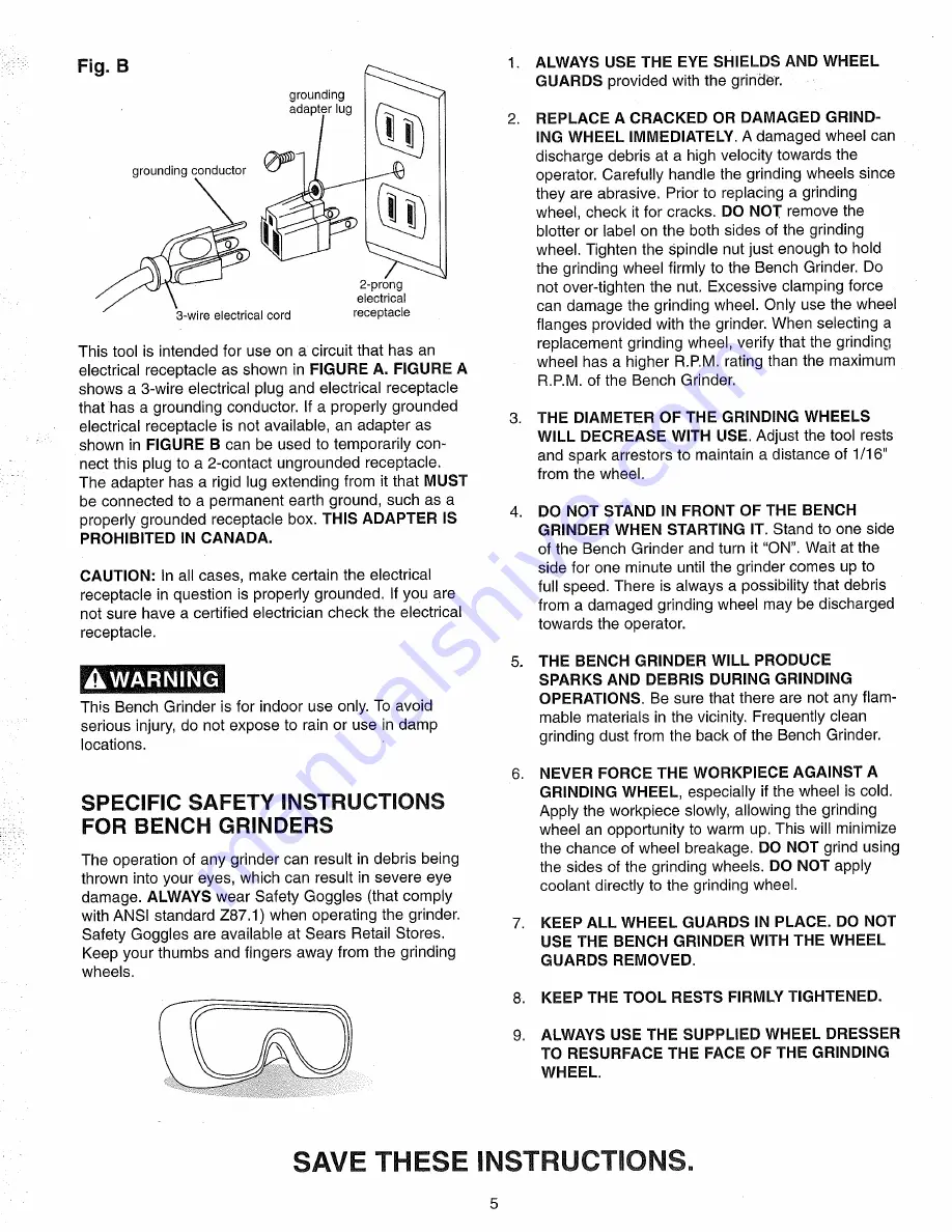 Craftsman 152.241180 Owner'S Manual Download Page 5