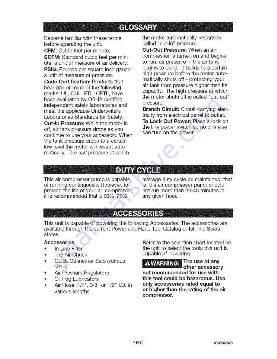 Craftsman 16781 - Professional 80 Gal. Vertical Air Compressor Owner'S Manual Download Page 9