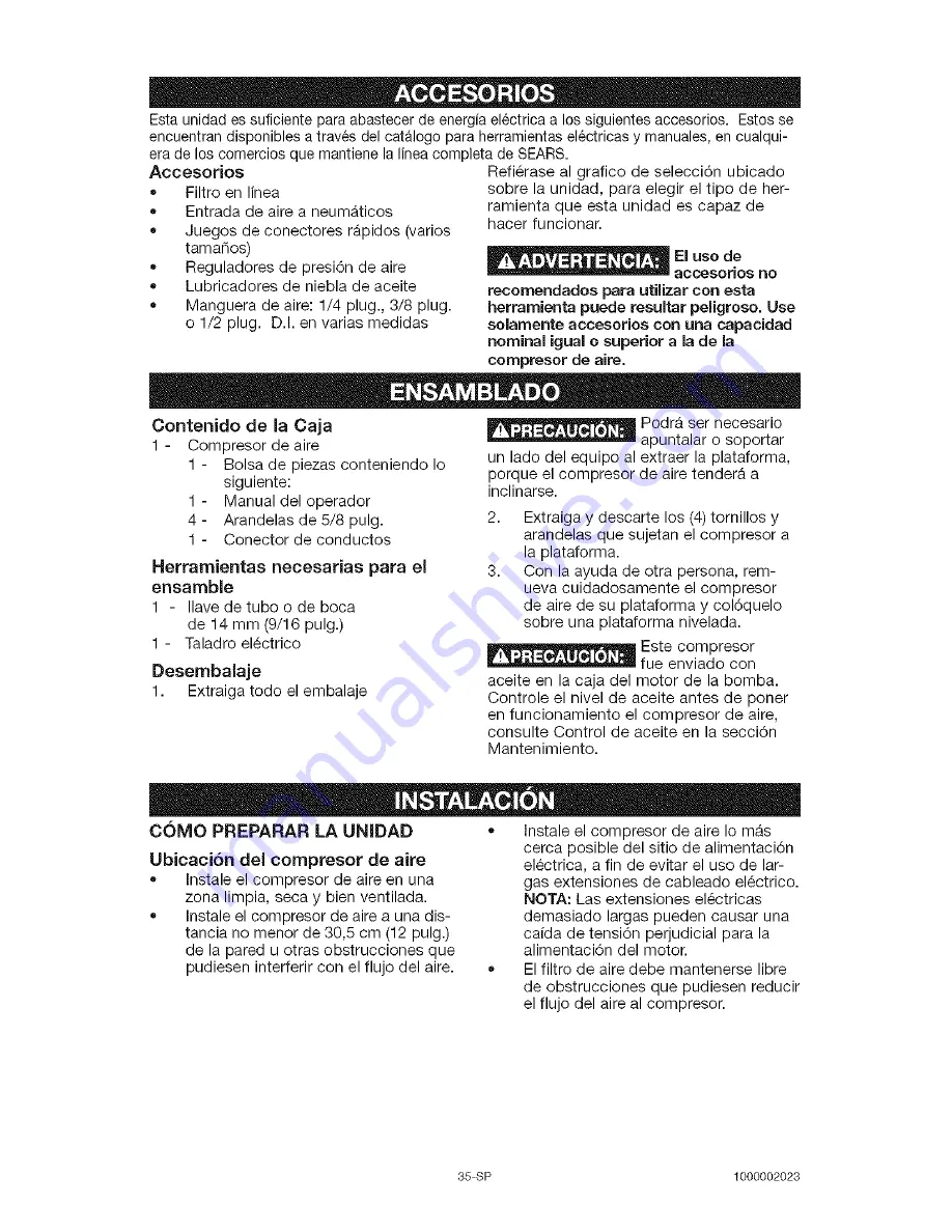 Craftsman 16781 - Professional 80 Gal. Vertical Air Compressor Owner'S Manual Download Page 35