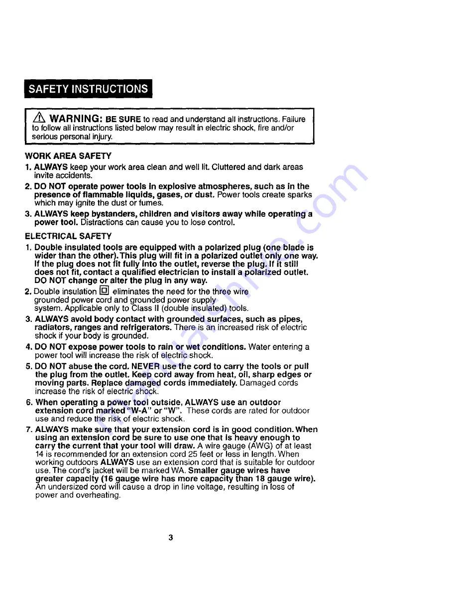 Craftsman 172.10722 Owner'S Manual Download Page 3