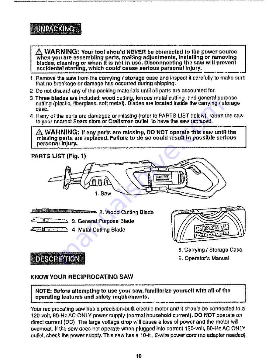 Craftsman 172.26043 Operator'S Manual Download Page 10