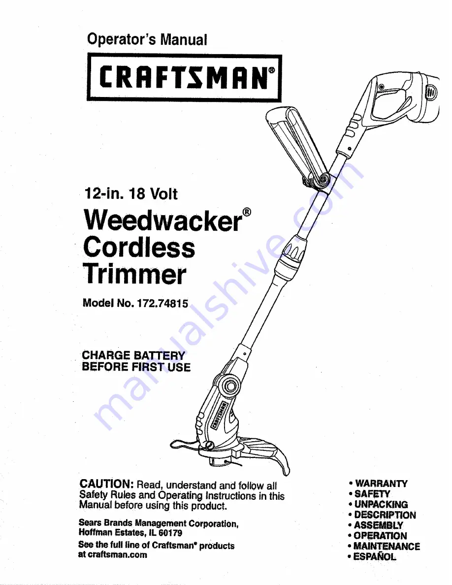 Craftsman 172.74815 Operator'S Manual Download Page 121