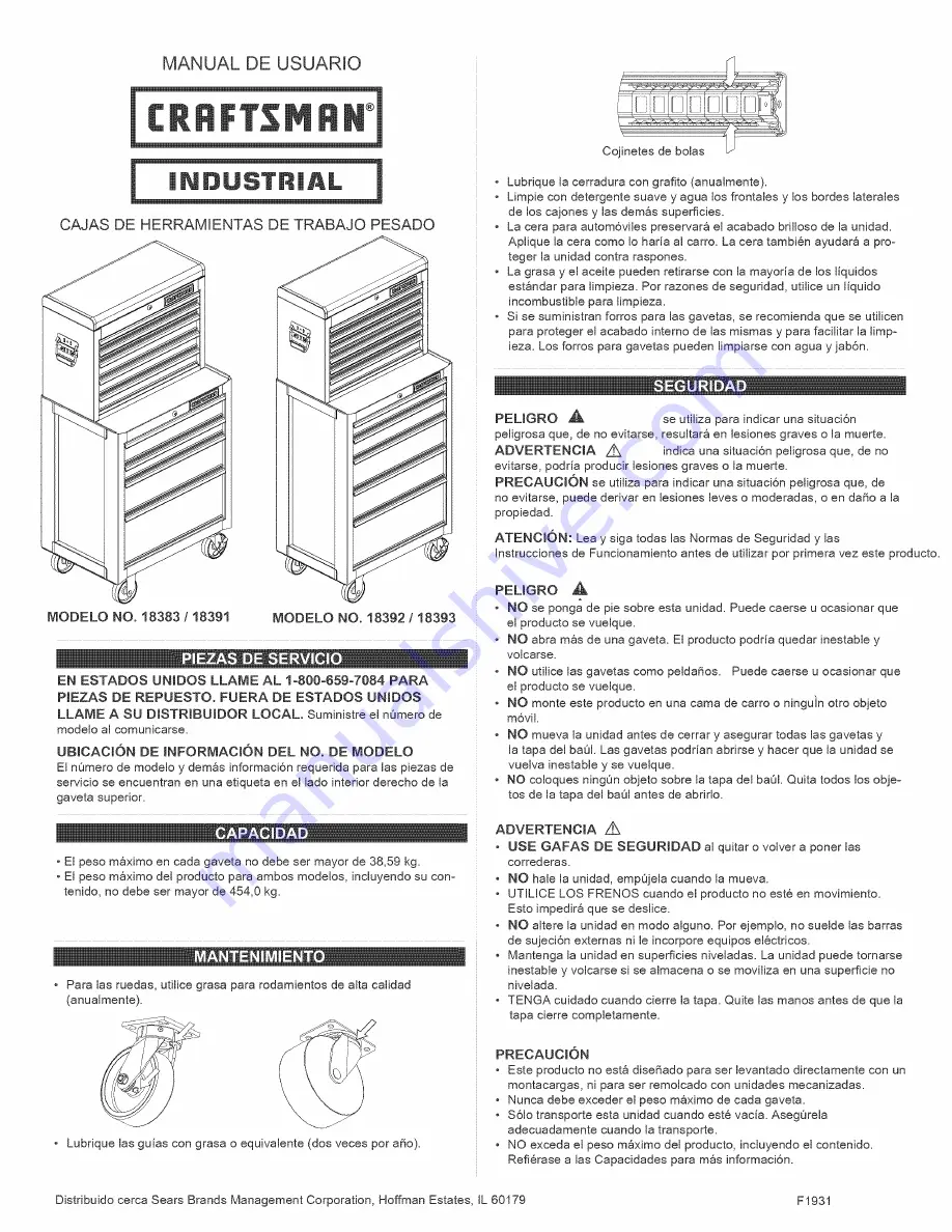 Craftsman 18383 Operator'S Manual Download Page 5