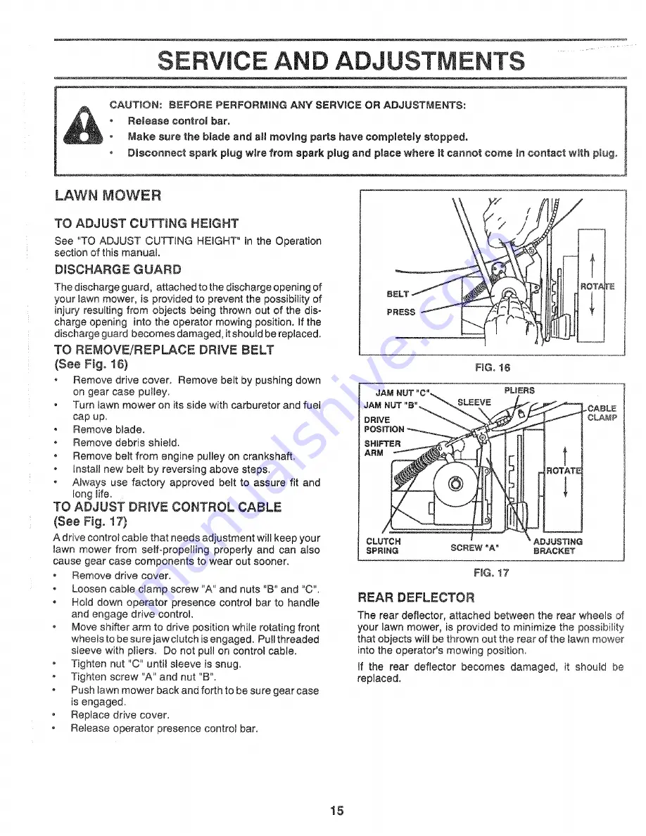 Craftsman 2 IN ONE MULCHER/BAGGER 917.37248 Owner'S Manual Download Page 15