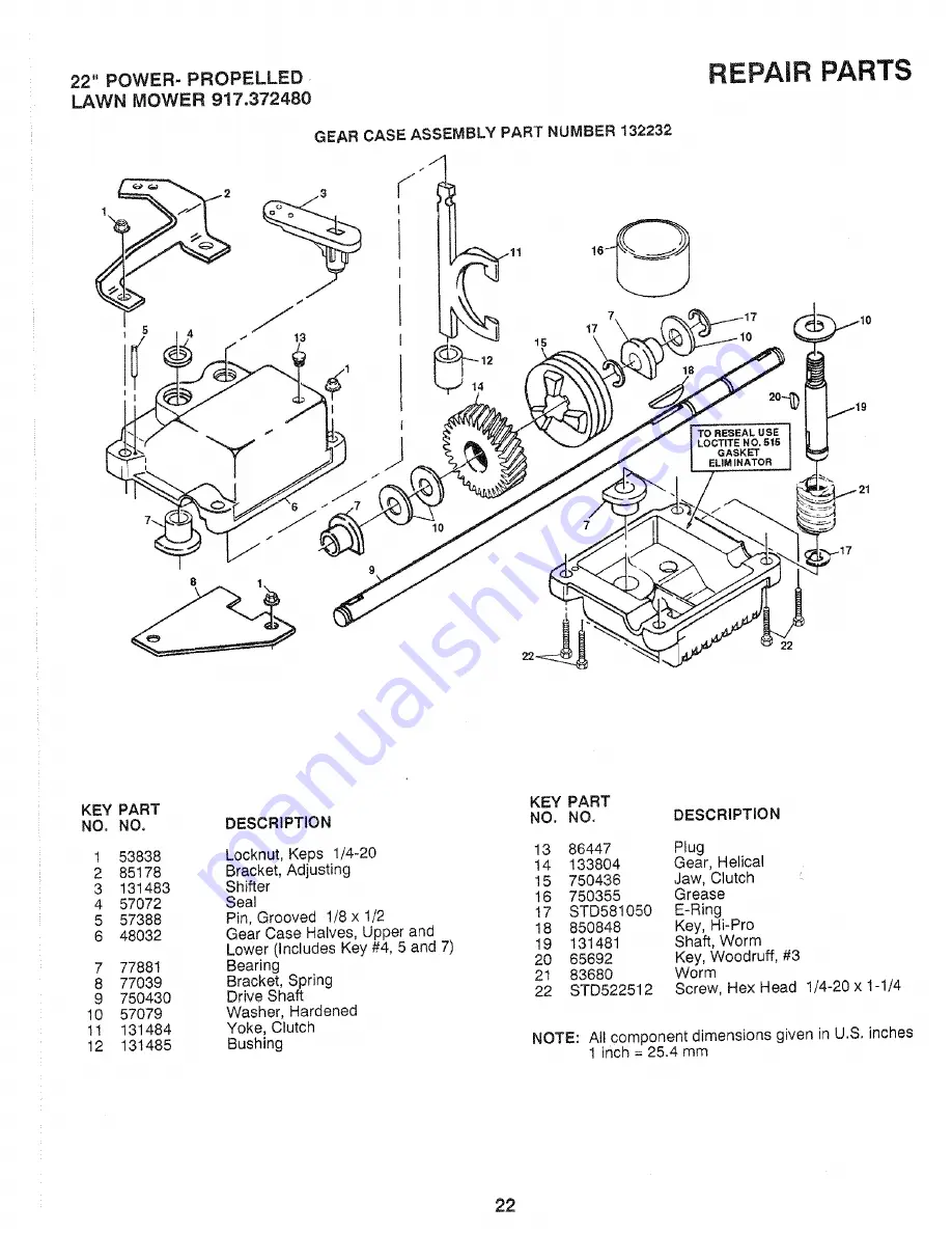 Craftsman 2 IN ONE MULCHER/BAGGER 917.37248 Owner'S Manual Download Page 22