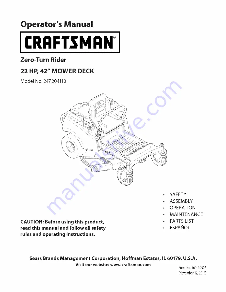 Craftsman 204110 Скачать руководство пользователя страница 1