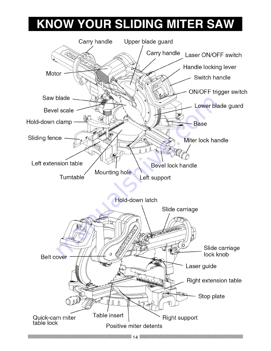 Craftsman 21221 - 12 in. Sliding Dual Bevel Compound Miter Saw Operator'S Manual Download Page 182