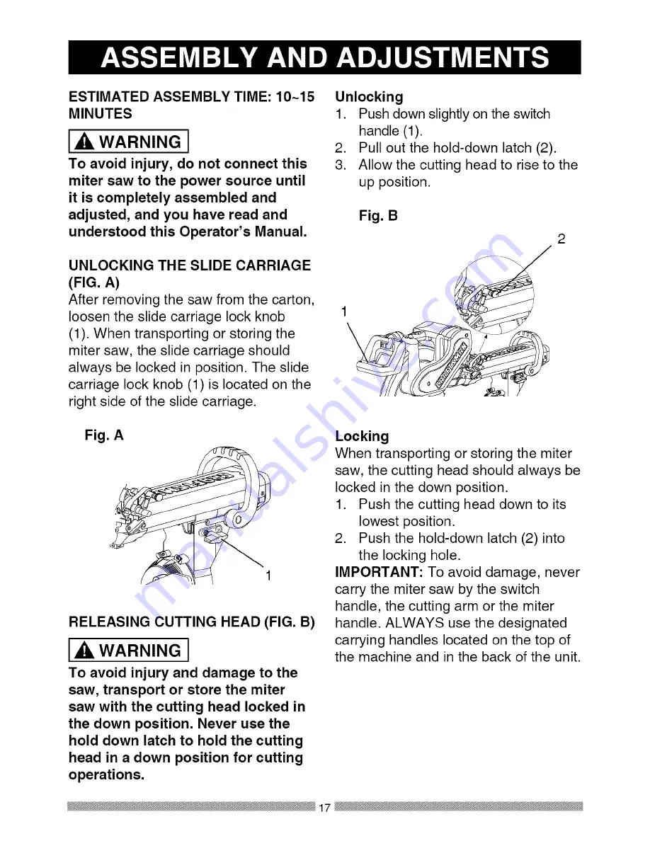 Craftsman 21221 - 12 in. Sliding Dual Bevel Compound Miter Saw Operator'S Manual Download Page 185