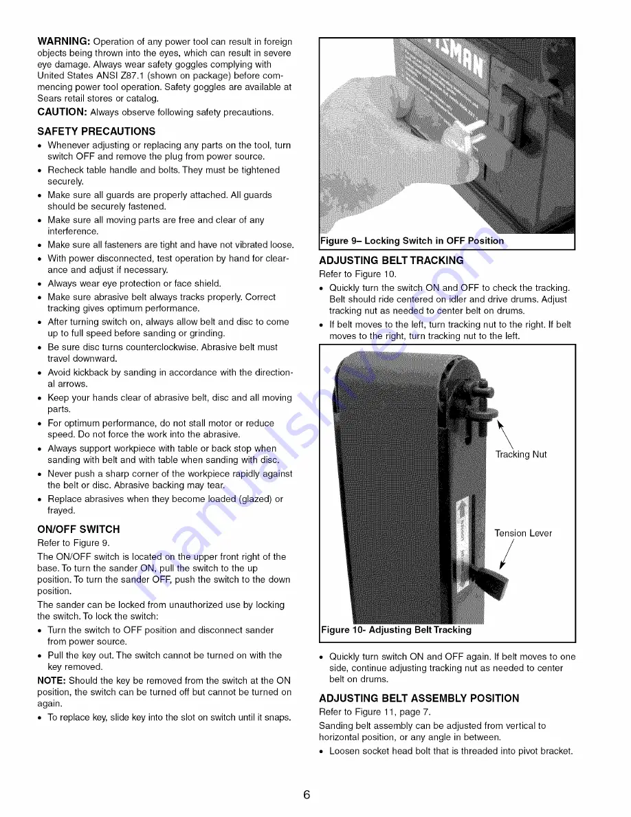 Craftsman 21514 - Belt & Disc Sander Operator'S Manual Download Page 6