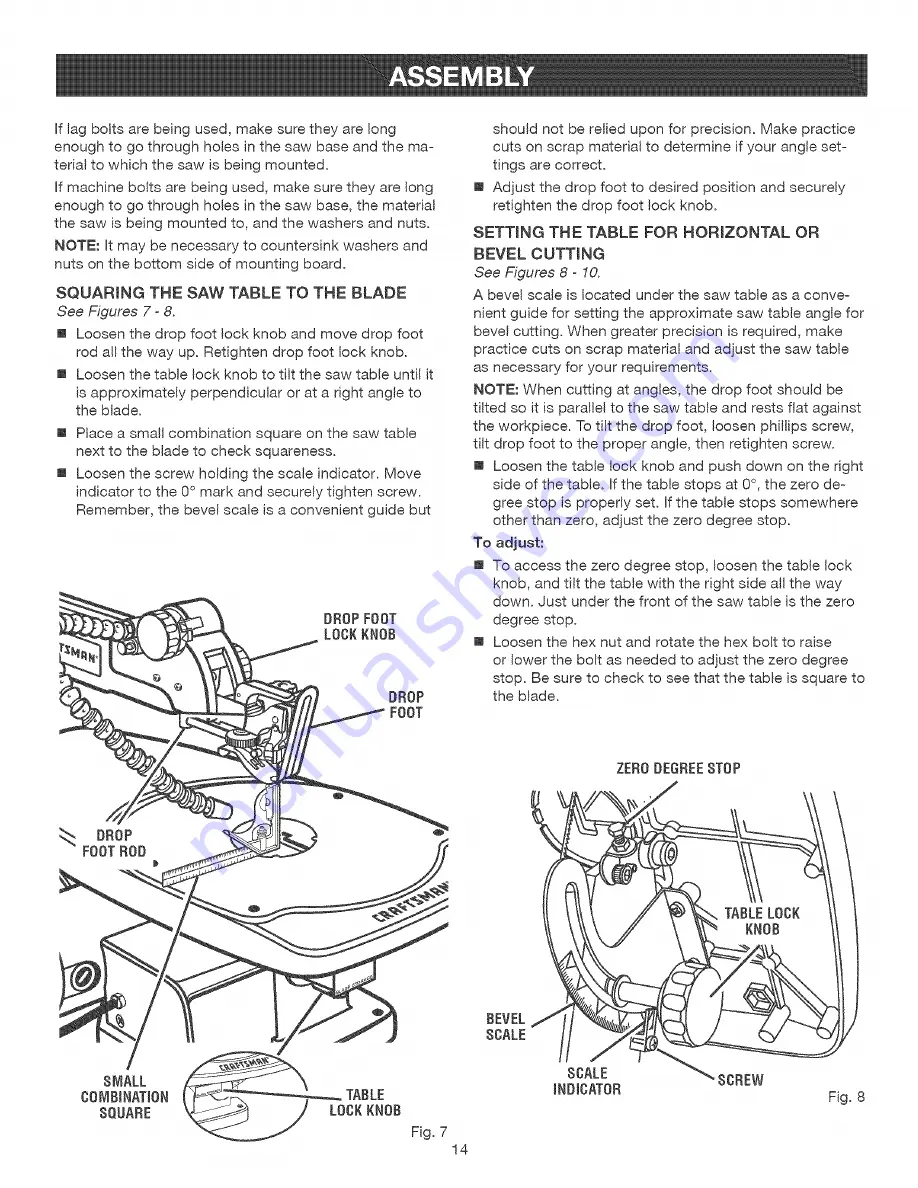 Craftsman 21609 - 18 in. Scroll Saw Operator'S Manual Download Page 14