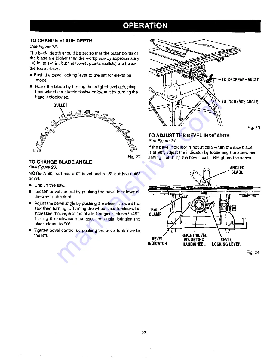 Craftsman 21805 - 10 in. Table Saw Operator'S Manual Download Page 23