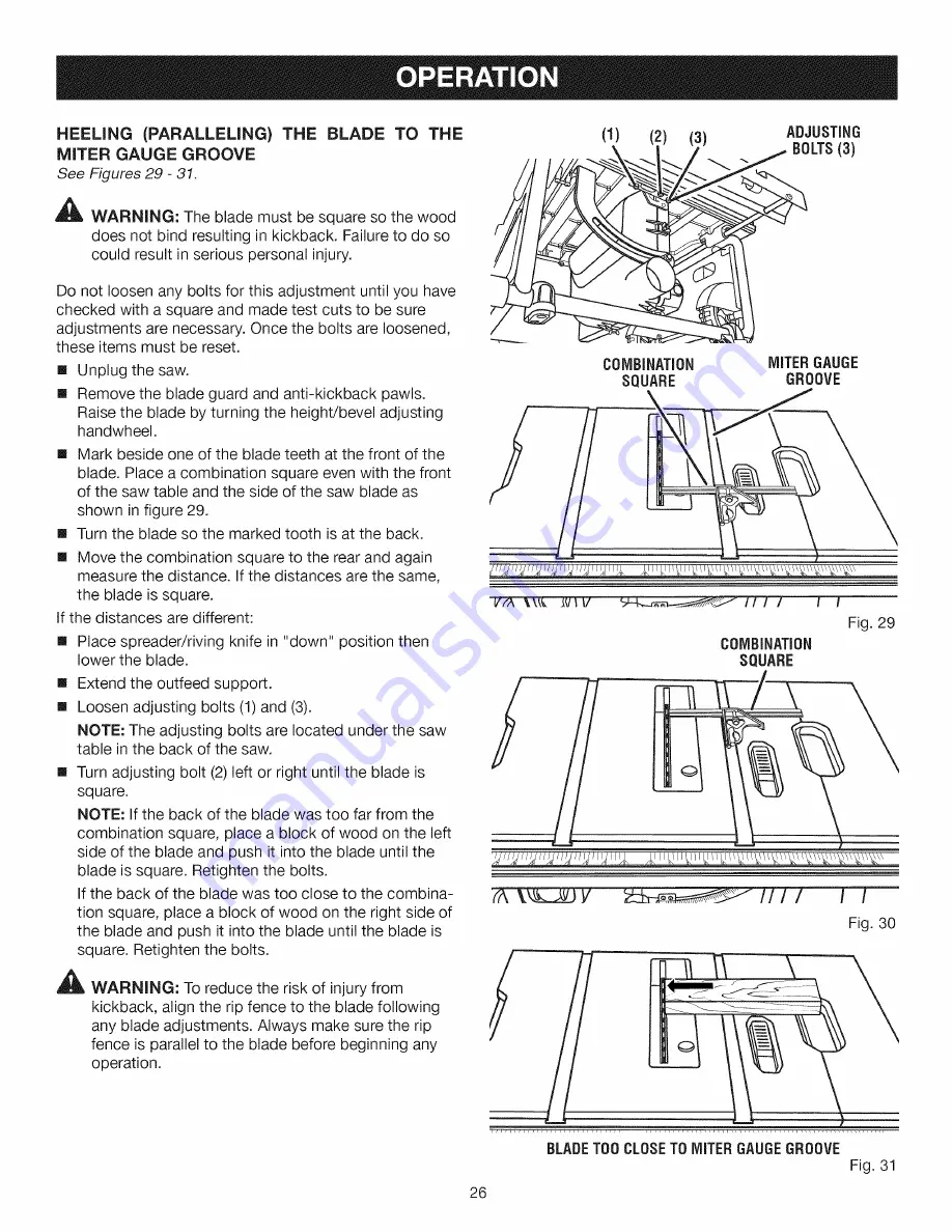 Craftsman 21828 - Professional 10 in. Jobsite Saw Operator'S Manual Download Page 26