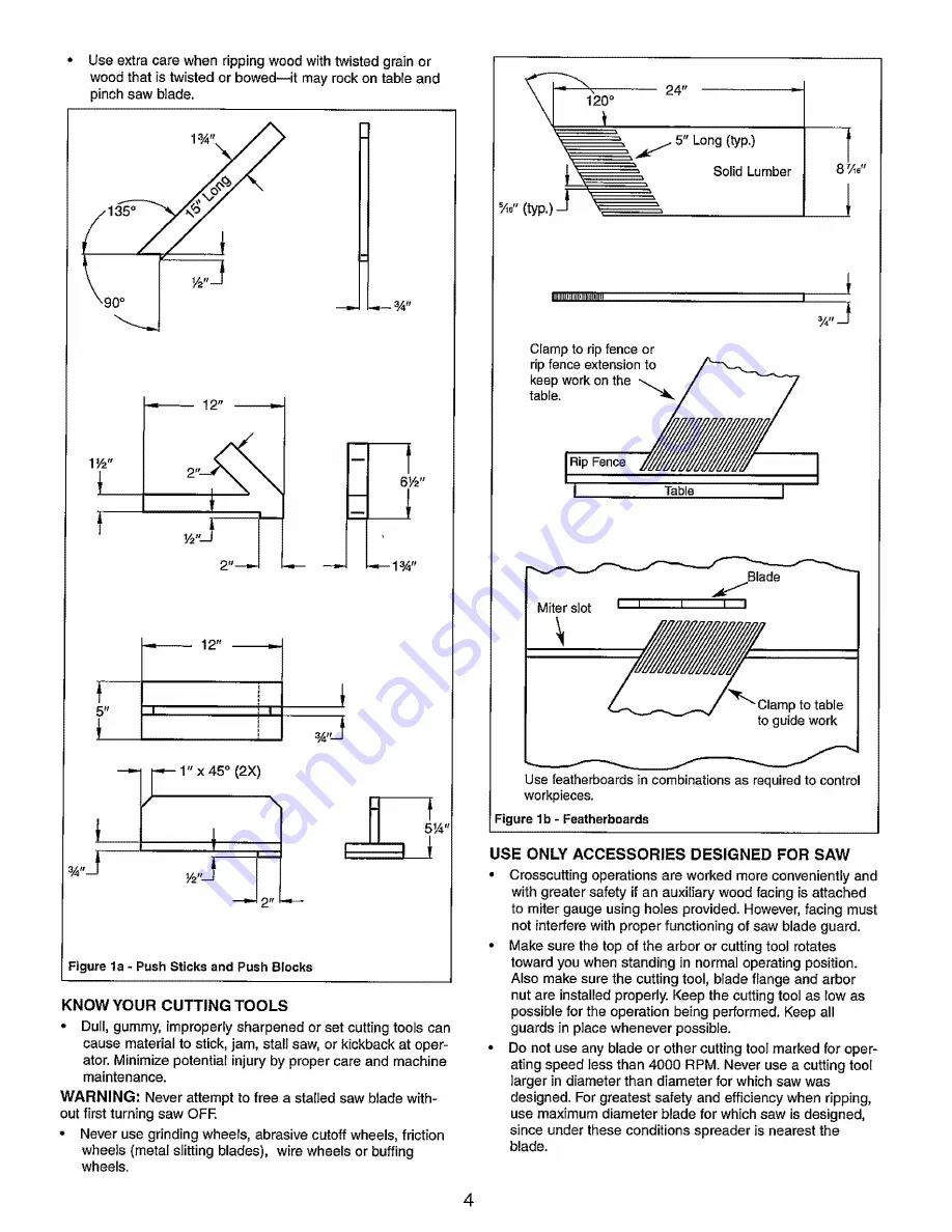 Craftsman 21833 - Professional Contractor Table Saw Operator'S Manual Download Page 4