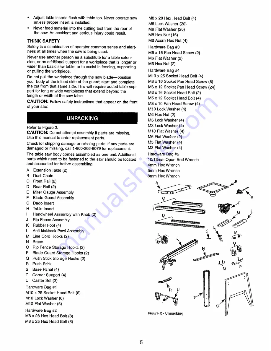 Craftsman 21833 - Professional Contractor Table Saw Скачать руководство пользователя страница 5