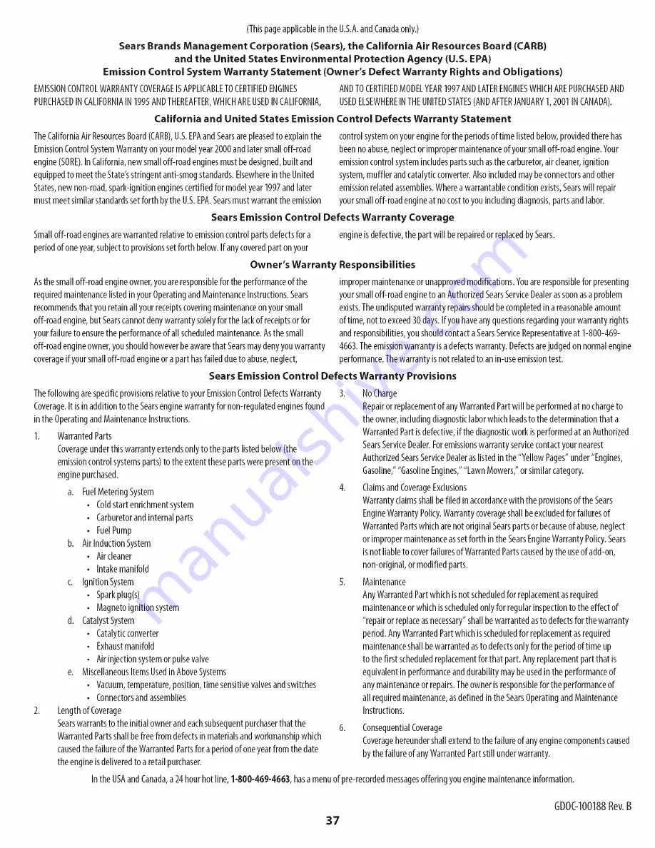 Craftsman 247.203691 Operator'S Manual Download Page 37