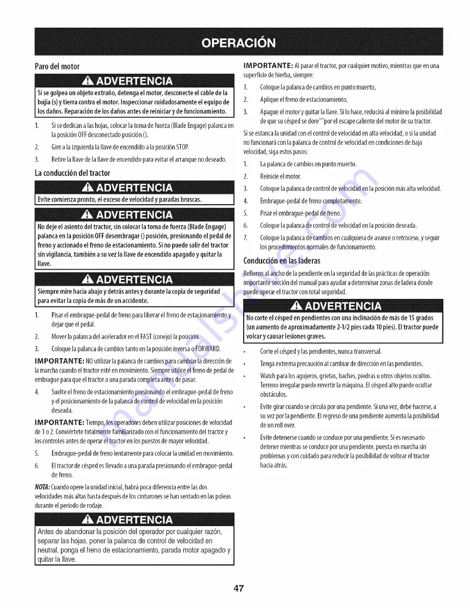 Craftsman 247.203712 Operator'S Manual Download Page 47