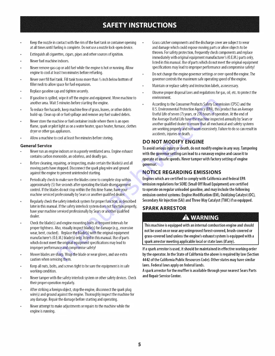 Craftsman 247.204201 Operator'S Manual Download Page 5