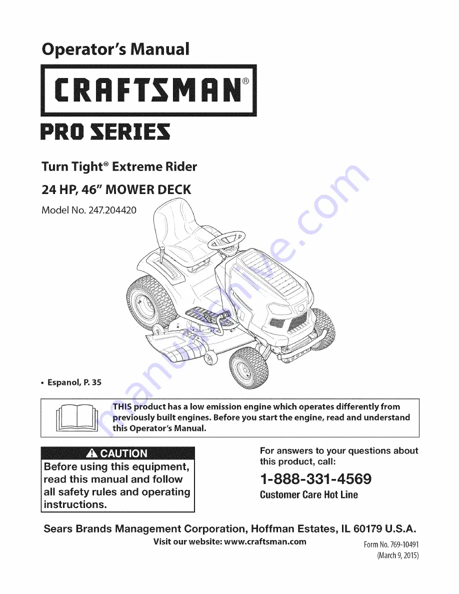 Craftsman 247.204420 Operator'S Manual Download Page 1