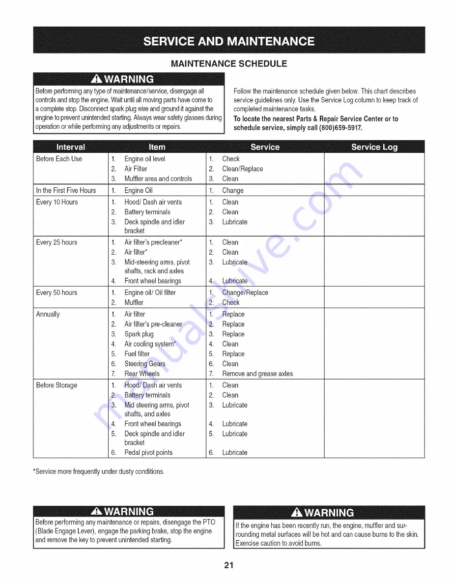 Craftsman 247.25000 Operator'S Manual Download Page 21