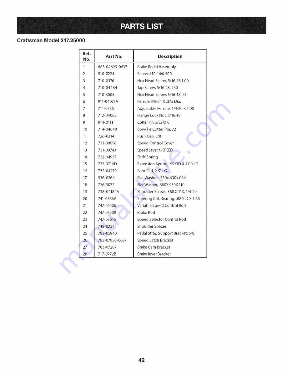 Craftsman 247.25000 Operator'S Manual Download Page 42