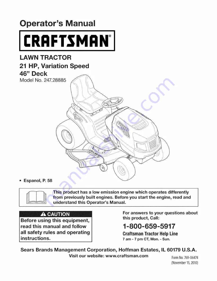 Craftsman 247.28885 Скачать руководство пользователя страница 1