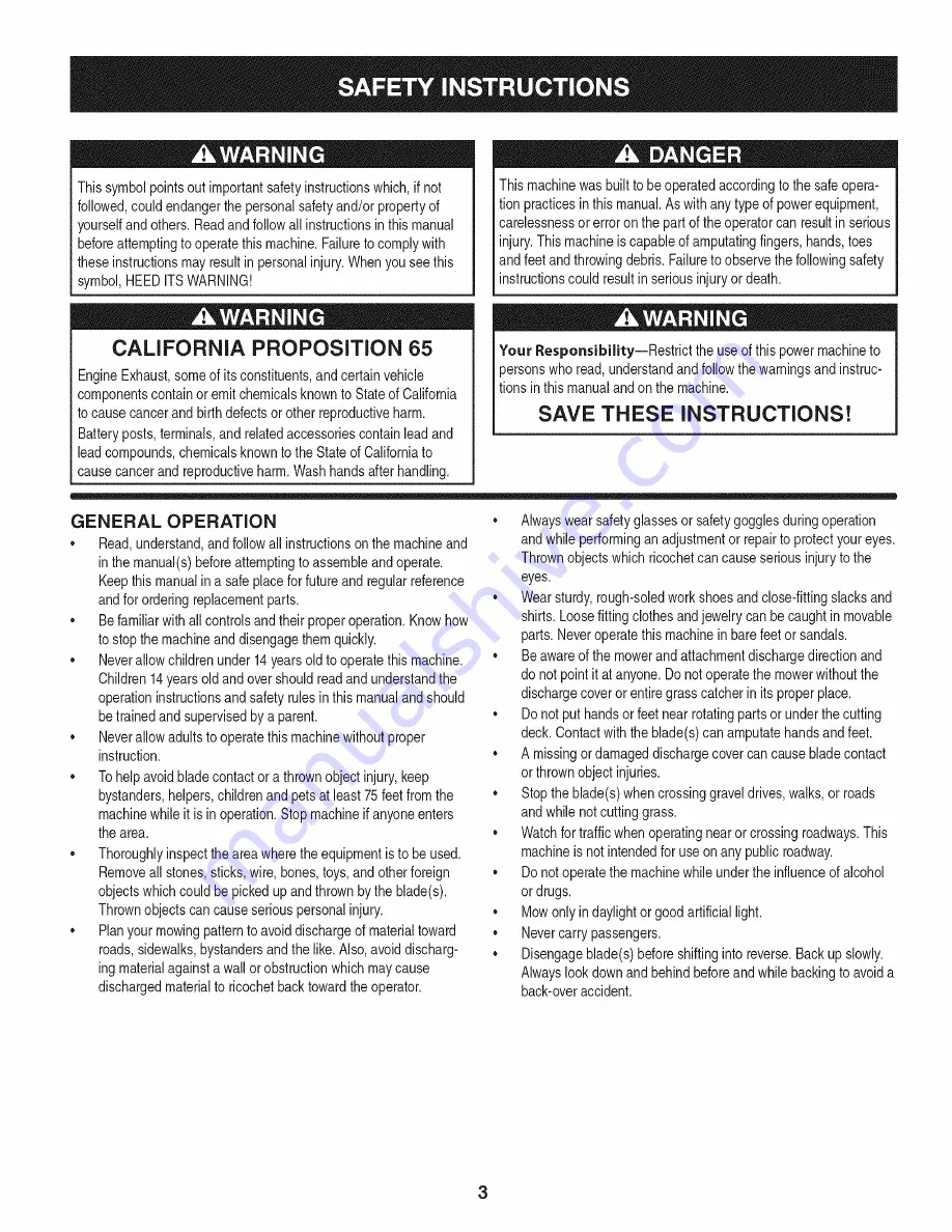 Craftsman 247.28885 Operator'S Manual Download Page 3