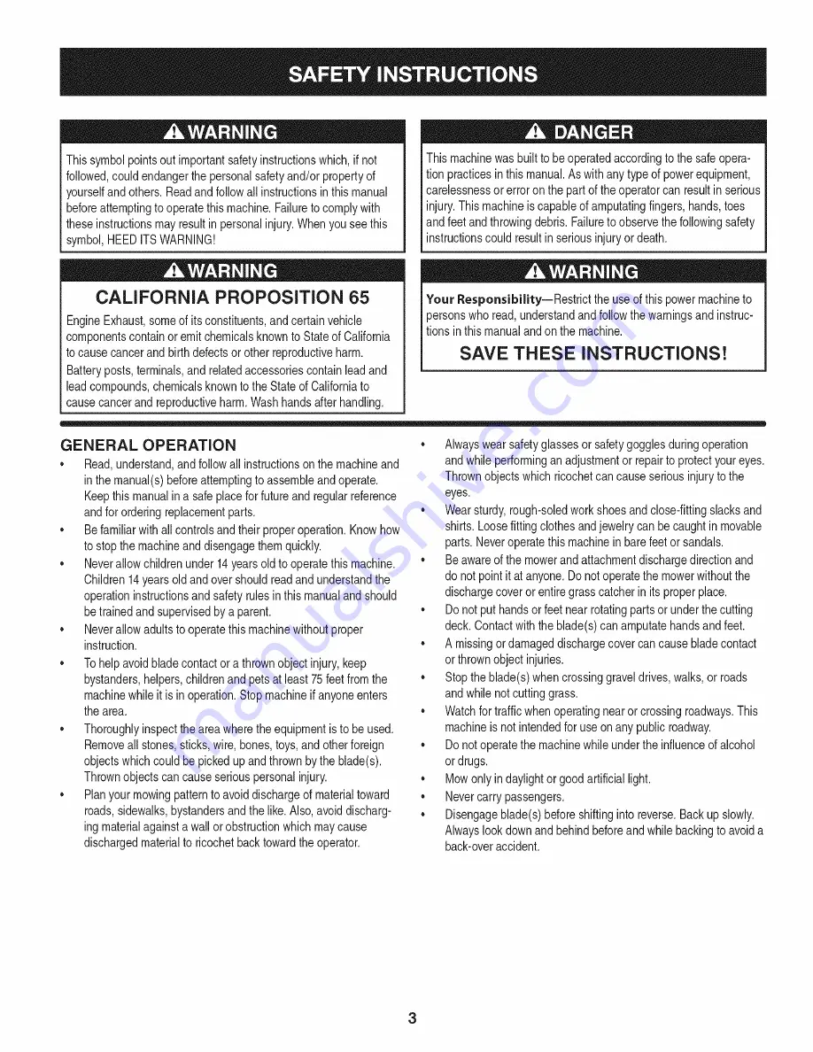 Craftsman 247.288890 Operator'S Manual Download Page 3