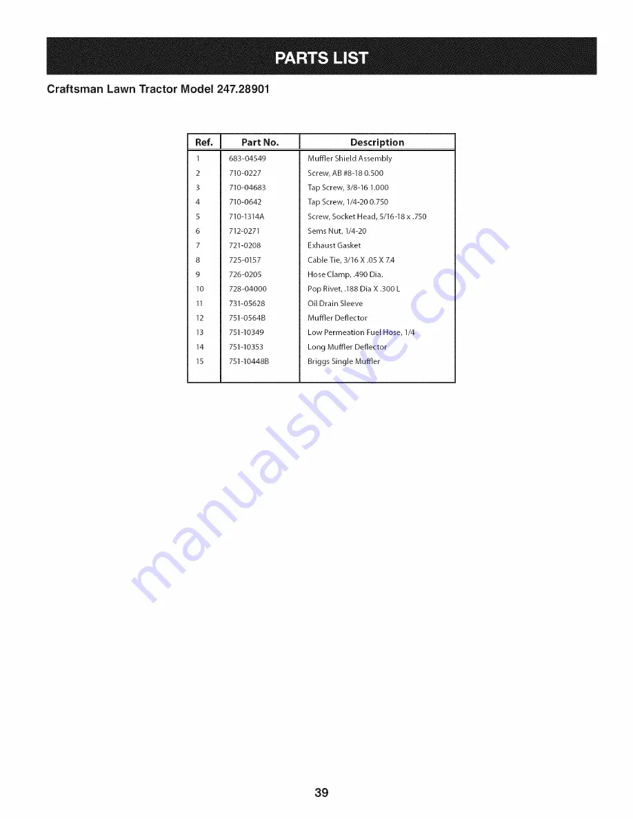 Craftsman 247.28901 Operator'S Manual Download Page 39