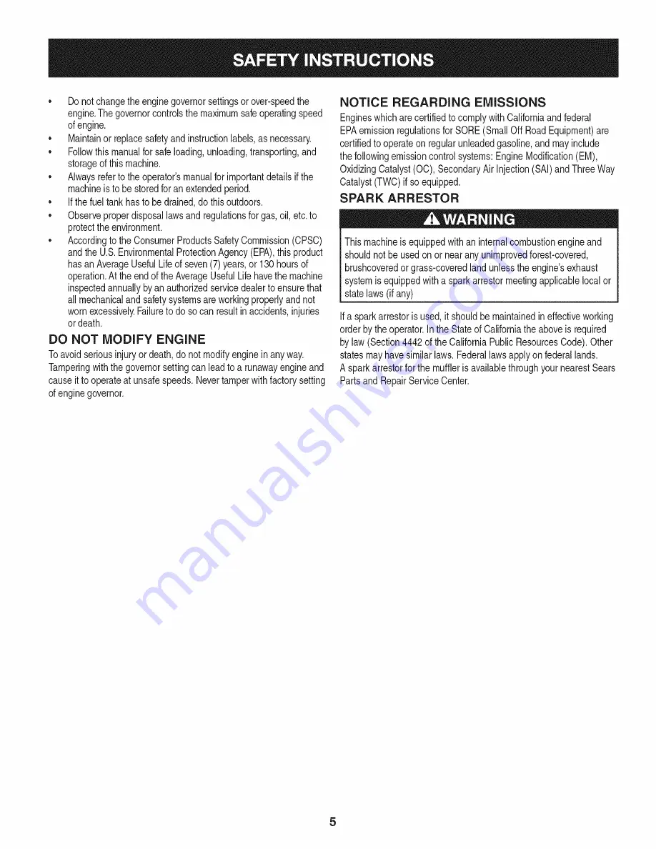 Craftsman 247.29932 Operator'S Manual Download Page 5