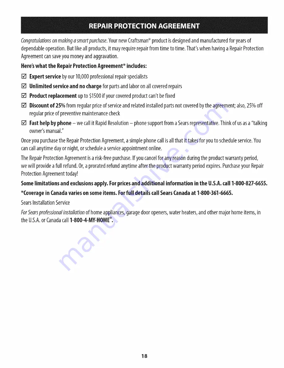 Craftsman 247.37000.1 Operator'S Manual Download Page 18