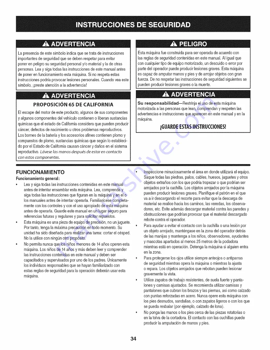 Craftsman 247.37000 Operator'S Manual Download Page 34