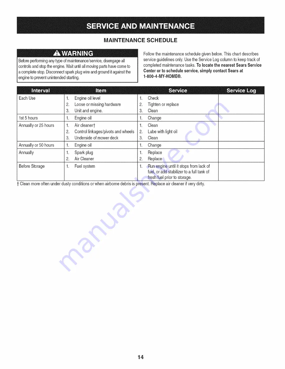 Craftsman 247.3703 Operator'S Manual Download Page 14