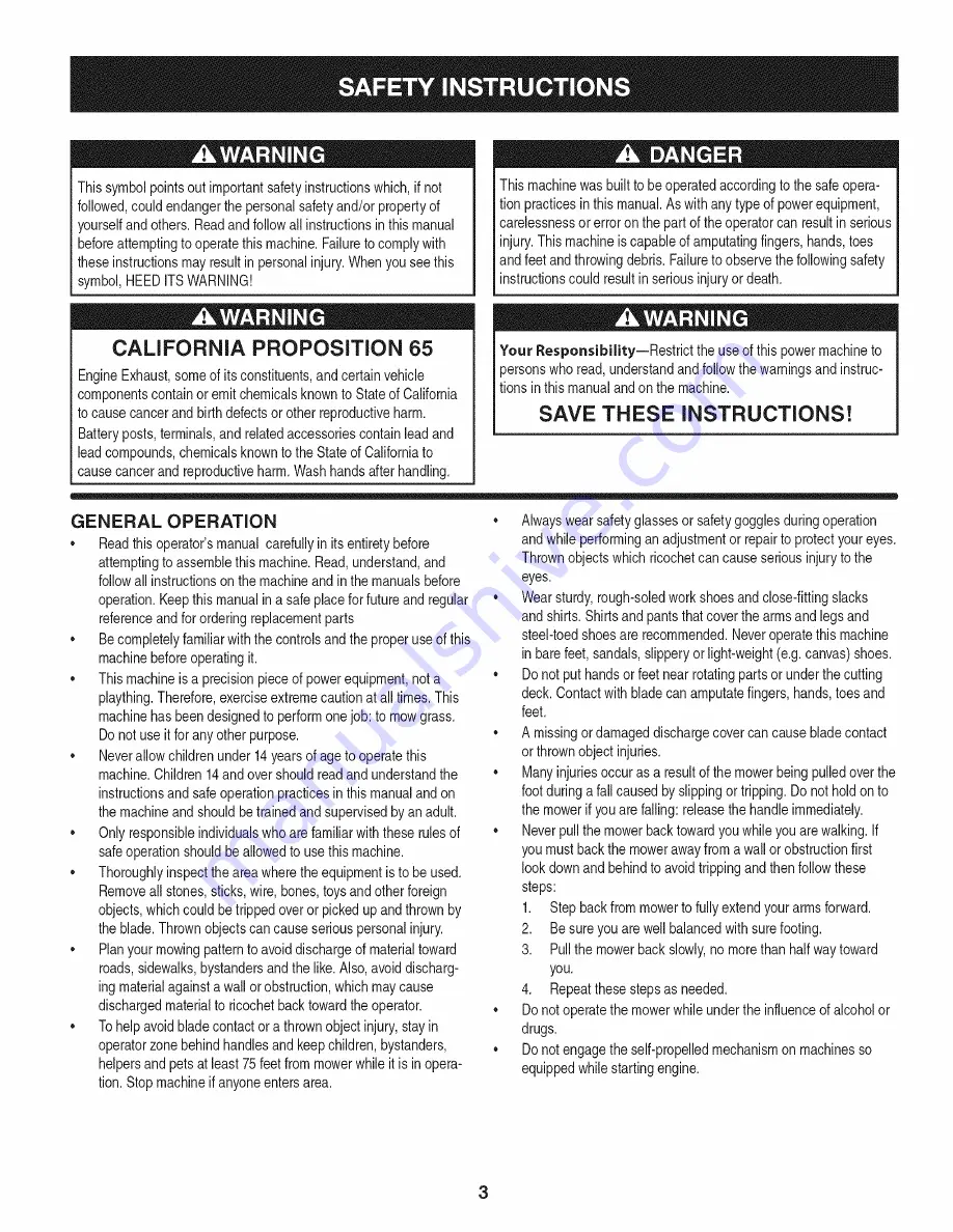 Craftsman 247.37108 Operator'S Manual Download Page 3