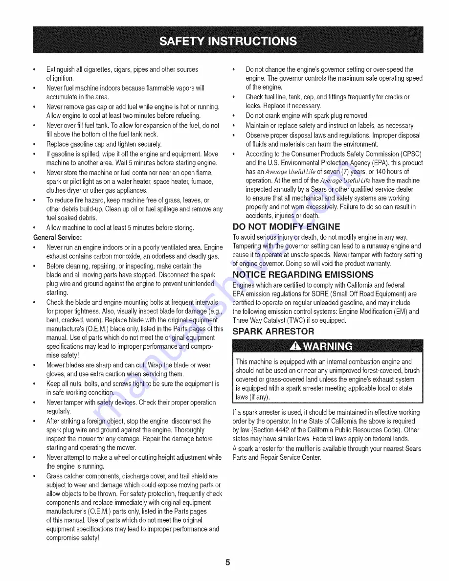 Craftsman 247.37117 Operator'S Manual Download Page 5