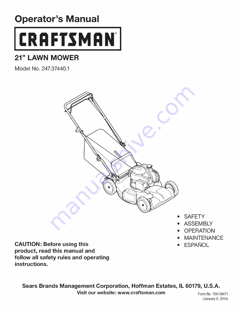 Craftsman 247.37440.1 Скачать руководство пользователя страница 1