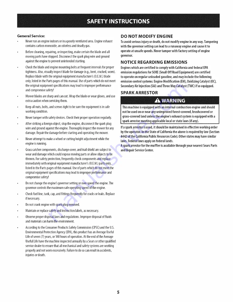 Craftsman 247.37440.1 Operator'S Manual Download Page 5