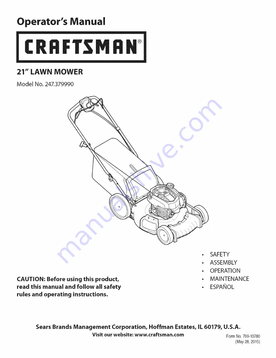 Craftsman 247.379990 Operator'S Manual Download Page 1