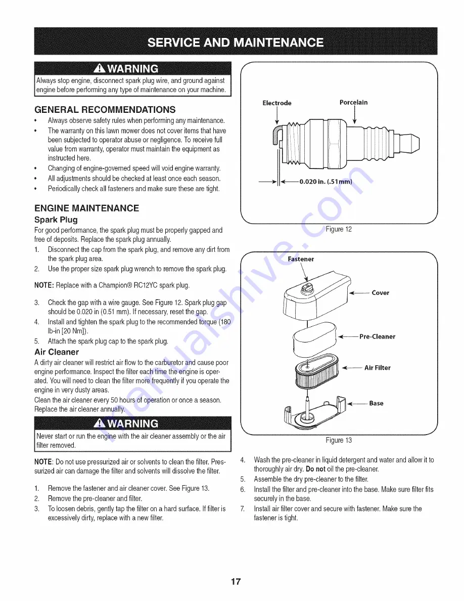 Craftsman 247.381091 Operator'S Manual Download Page 17