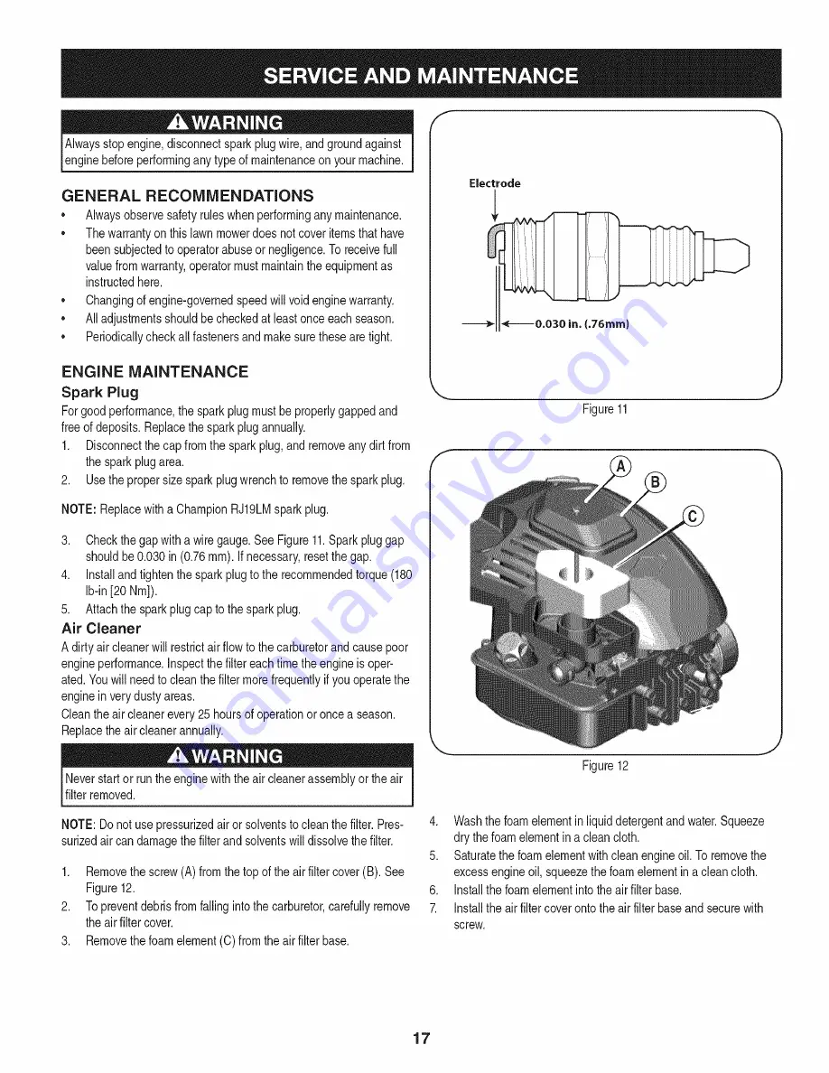 Craftsman 247.38518 Operator'S Manual Download Page 17