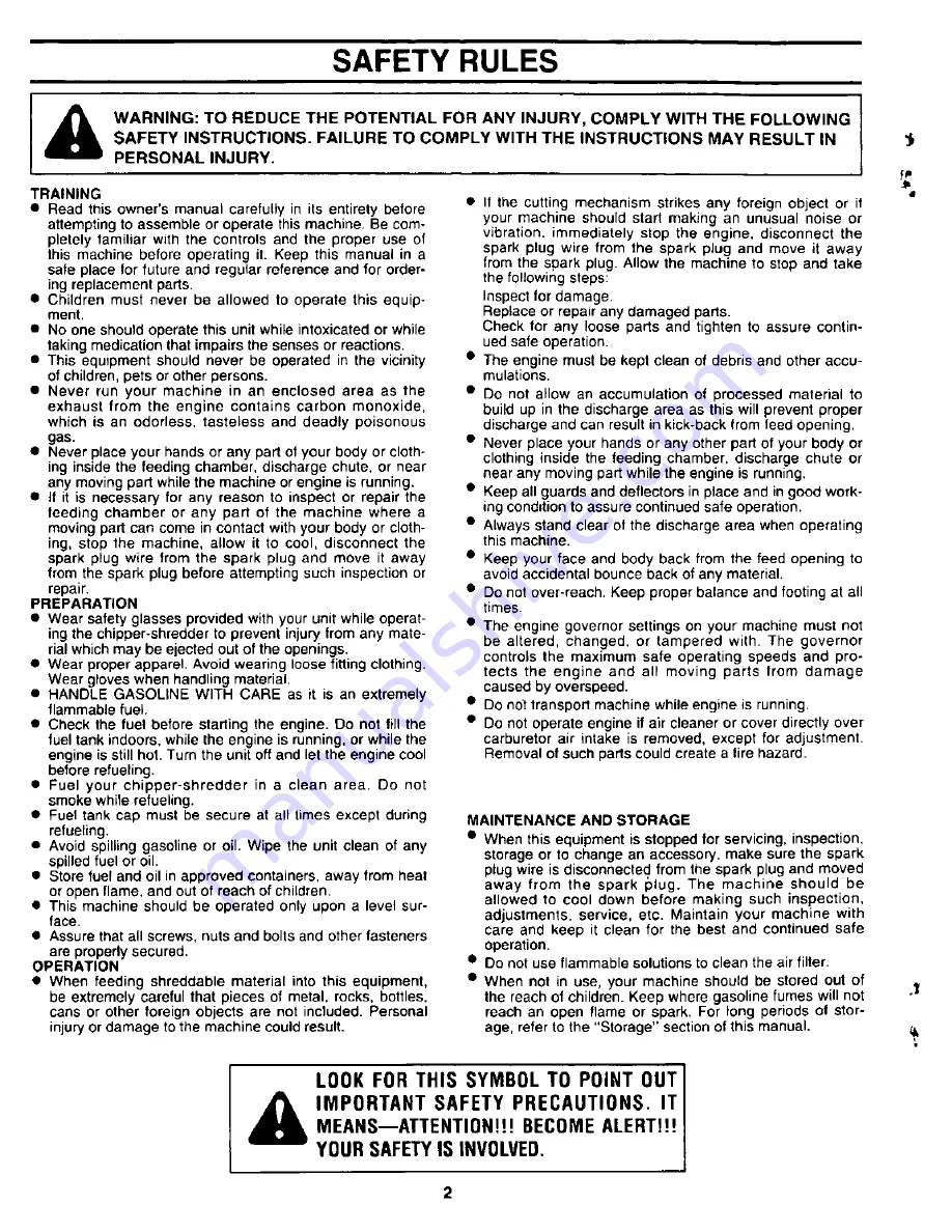 Craftsman 247 780892 Owner'S Manual Download Page 2